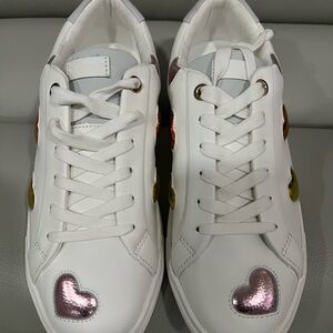 Kurt Geiger White Heart-Embellished Sneakers